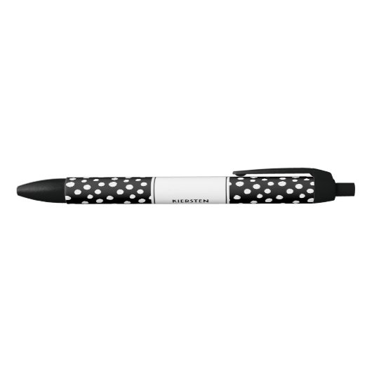 Personalisierte Schwarz-weiß Dots Scandi Modern Kugelschreiber (Oberseite)