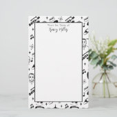 Personalisierte Schwarz-Weiß-Fifties Retro Briefpapier (Stehend Vorderseite)