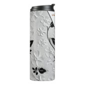 Personalisierte Schwarz-Weiß-Florals Thermosbecher (Nach links gedreht)