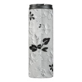 Personalisierte Schwarz-Weiß-Florals Thermosbecher (Rückseite)