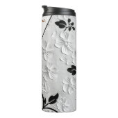 Personalisierte Schwarz-Weiß-Florals Thermosbecher (Nach rechts gedreht)