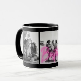 Personalisierte Schwarz-Weiß-FotoCollage "Besties" Tasse