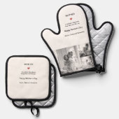 Personalisierte Schwarz-Weiß-FotoCollage - Ofenhandschuh & Topflappen-Set (Vorderseite/Rückseite)