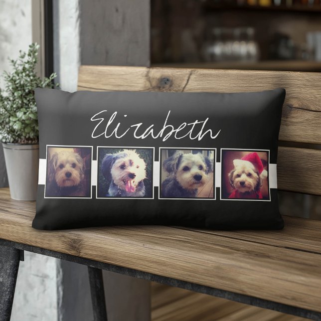Personalisierte Schwarz-Weiß-Fotosammlungsplattfor Lendenkissen (Custom Pillow)