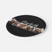 Personalisierte Schwarz-Weiß-Fotosammlungsplattfor Pappteller (Schrägansicht)