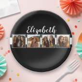 Personalisierte Schwarz-Weiß-Fotosammlungsplattfor Pappteller