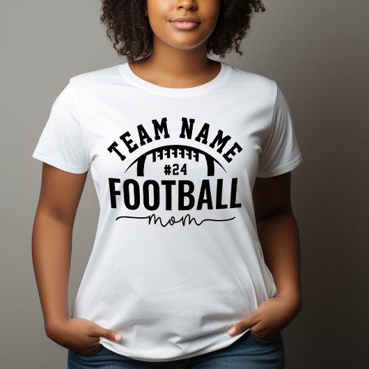 Personalisierte Schwarz-Weiß-Fußball-Mama Tri-Blend Shirt