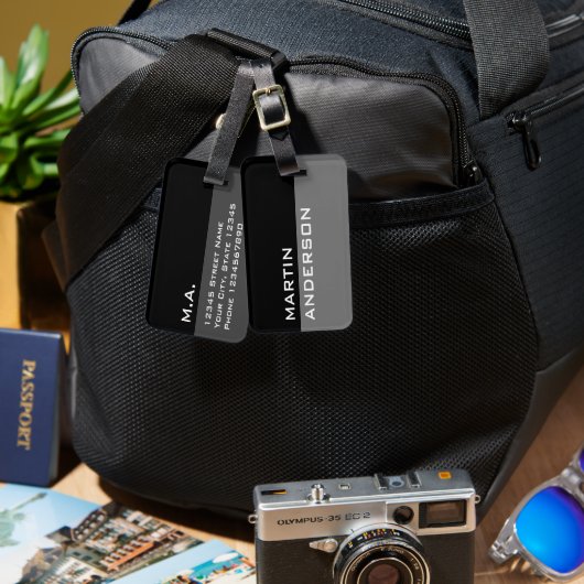 Personalisierte Schwarz-Weiß-Gepäckanhänger Gepäckanhänger (Vorderseite & Rückseite)