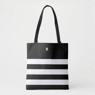 Personalisierte schwarz-weiß gestreifte Totbeutel Tasche