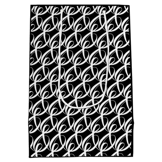 Personalisierte Schwarz-Weiß-Glückwünsche Hochzeit Mittlere Geschenktüte (Rückseite)