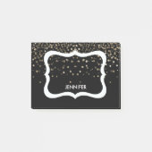 Personalisierte Schwarz-Weiß-Grenze mit Glitzer Post-it Klebezettel (Vorderseite)