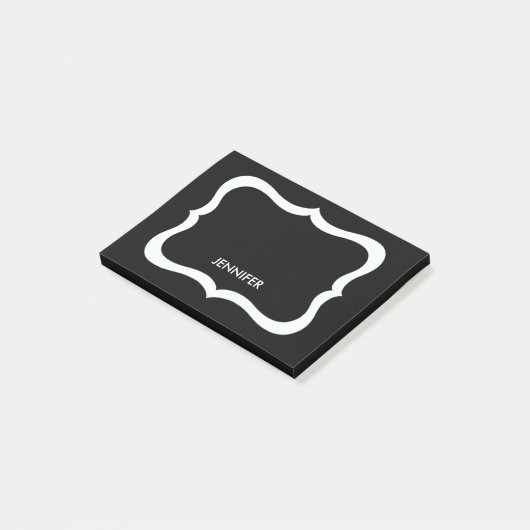 Personalisierte Schwarz-Weiß-Grenze Post-it Klebezettel (angewinkelt)