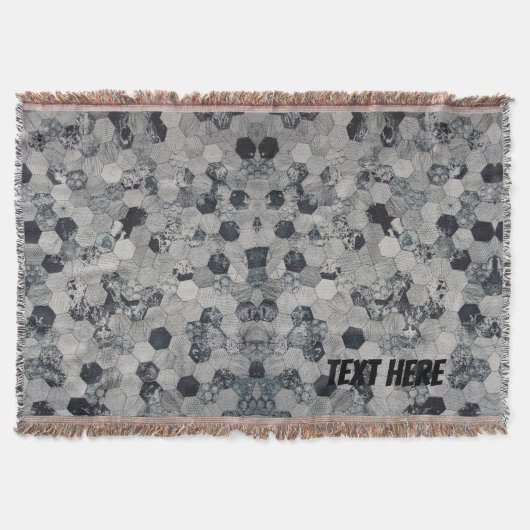 Personalisierte Schwarz-Weiß-Hexagon-Gradient Decke (Vorderseite)