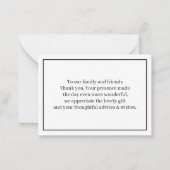 Personalisierte Schwarz-Weiß-Hochzeit Danke Mitteilungskarte (Rückseite)