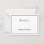 Personalisierte Schwarz-Weiß-Hochzeit Danke Mitteilungskarte (Vorderseite)
