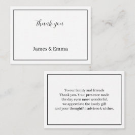 Personalisierte Schwarz-Weiß-Hochzeit Danke Mitteilungskarte