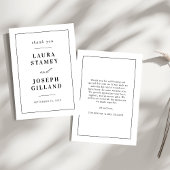 Personalisierte Schwarz-Weiß-Hochzeit Dankeskarte