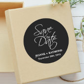 Personalisierte Schwarz-Weiß-Hochzeit Runder Aufkleber