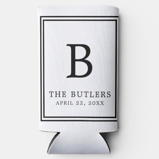 Personalisierte Schwarz-Weiß-Hochzeit Selters Dosenkühler (Vorderseite)