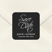Personalisierte Schwarz-Weiß-Hochzeit speichern Si Quadratischer Aufkleber