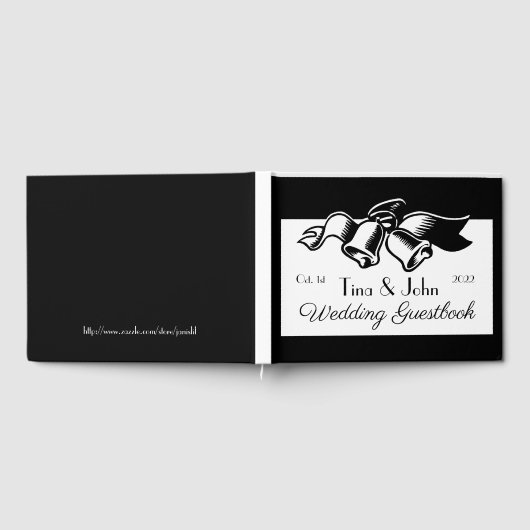 Personalisierte Schwarz-Weiß-Hochzeitsglocke Gast  Gästebuch (Voll)