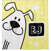 Personalisierte Schwarz-Weiß-Hunde Duschvorhang (Vorderseite)