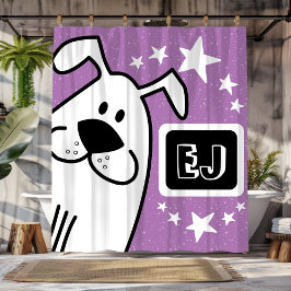 Personalisierte Schwarz-Weiß-Hunde Duschvorhang