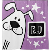 Personalisierte Schwarz-Weiß-Hunde Duschvorhang (Vorderseite)