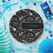 Personalisierte Schwarz-Weiß-Instrumente 2 Pappteller (Party)