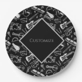 Personalisierte Schwarz-Weiß-Instrumente Pappteller (Vorderseite)