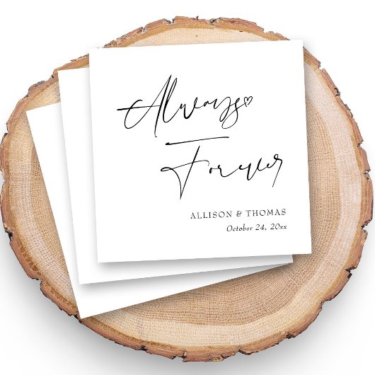 Personalisierte Schwarz-Weiß-Kalligrafie-Hochzeit Serviette