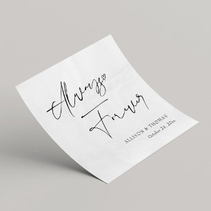Personalisierte Schwarz-Weiß-Kalligrafie-Hochzeit Serviette