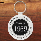 Personalisierte Schwarz-Weiß-Klasse von 1969 Gesch Schlüsselanhänger (Vorderseite)
