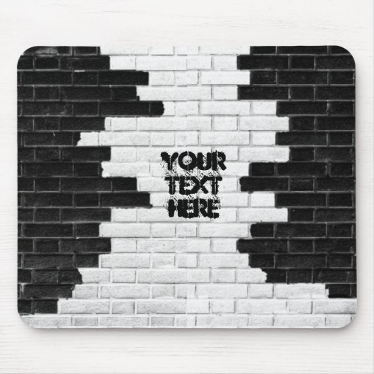 Personalisierte Schwarz-Weiß-Mauer Mousepad (Vorne)