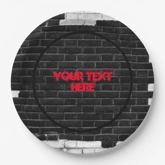 Personalisierte Schwarz-Weiß-Mauer Pappteller (Vorderseite)