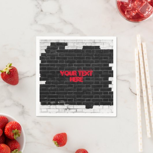 Personalisierte Schwarz-Weiß-Mauer Serviette (Beispiel)