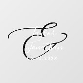 Personalisierte Schwarz-Weiß-Minimal-Hochzeit Fensteraufkleber (Blatt)