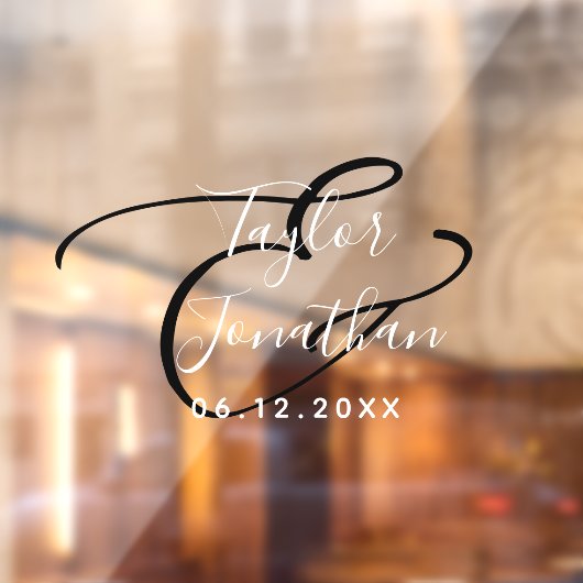 Personalisierte Schwarz-Weiß-Minimal-Hochzeit Fensteraufkleber (Blatt 2)