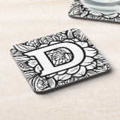 Personalisierte Schwarz-Weiß-Monogramm im Tattoo-S Getränkeuntersetzer (Linke Seite)