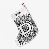 Personalisierte Schwarz-Weiß-Monogramm im Tattoo-S Kleiner Weihnachtsstrumpf (Rückseite (Hängend))