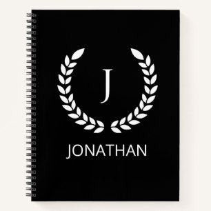Personalisierte Schwarz-Weiß-Monogramm-Initialen Notizblock