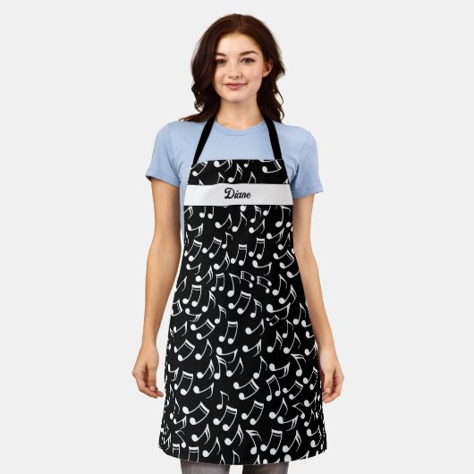 Personalisierte Schwarz-Weiß-Musik Schürze (Getragen)