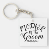 Personalisierte Schwarz-Weiß-Mutter des Bräutigams Schlüsselanhänger (Vorderseite)