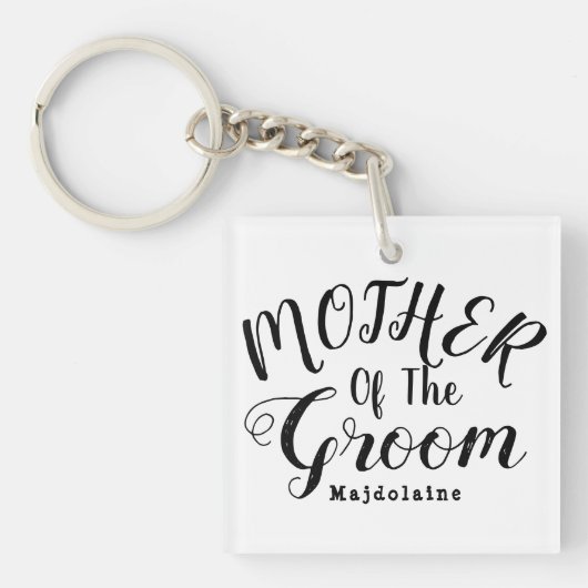 Personalisierte Schwarz-Weiß-Mutter des Bräutigams Schlüsselanhänger (Vorderseite)