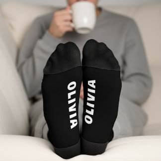 Personalisierte Schwarz-Weiß-Name-Socken Socken