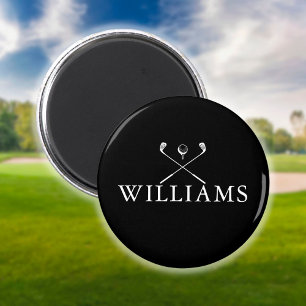 Personalisierte Schwarz-Weiß-Namen-Golfschläger Magnet
