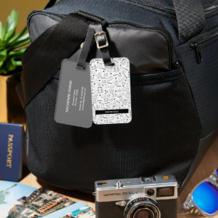 Personalisierte Schwarz-Weiß-Paws & Whiskys Gepäckanhänger