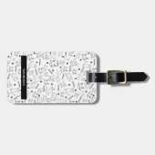 Personalisierte Schwarz-Weiß-Paws & Whiskys Gepäckanhänger (Vorderseite horizontal)