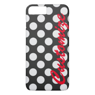 Personalisierte Schwarz-Weiß-Polka-Punkte iPhone 8 Plus/7 Plus Hülle
