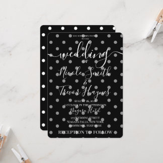 Personalisierte Schwarz-Weiß-Polka-Punkte-Hochzeit Einladung